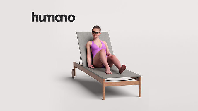 Humano Woman lying on the sunbed  pool -2510-046-7559 3D model