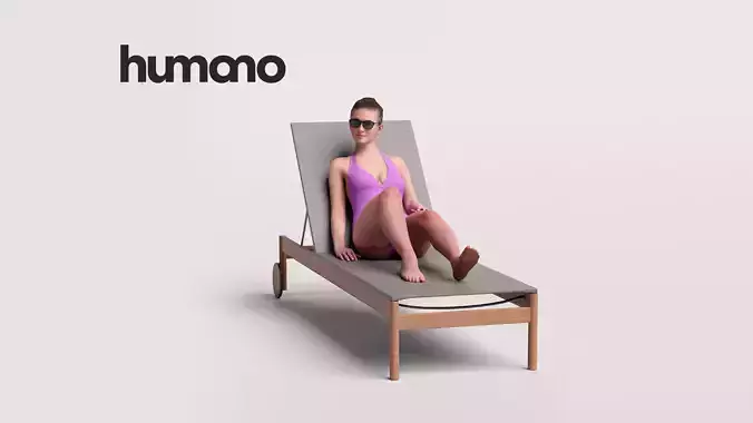 Humano Woman lying on the sunbed  pool -2510-046-7559 3D model