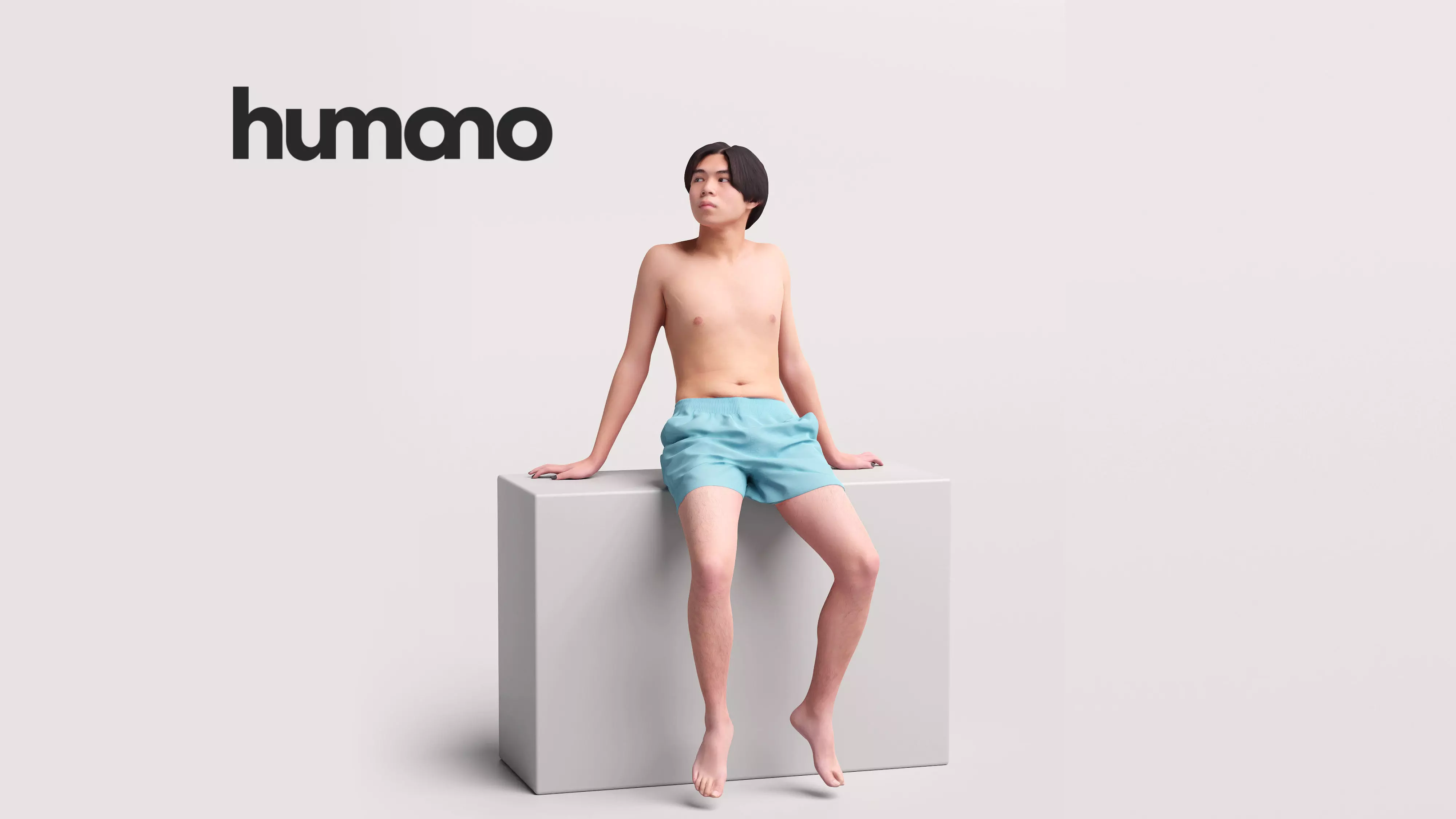 Humano Man sitting in the pool -2510-041-5196 3D model