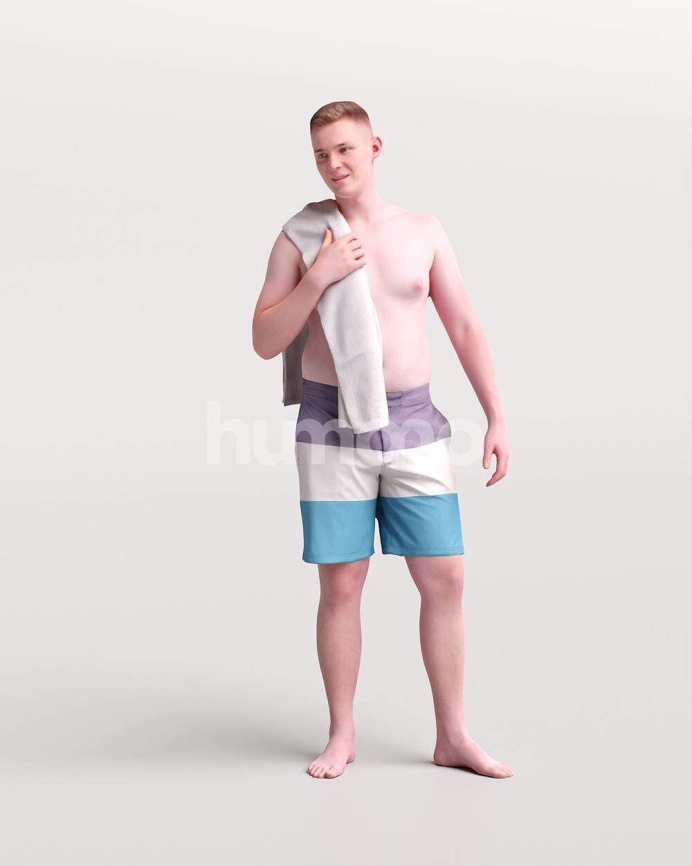 Humano Man swimming walking around the pool -2510-035-1726 3D model_6