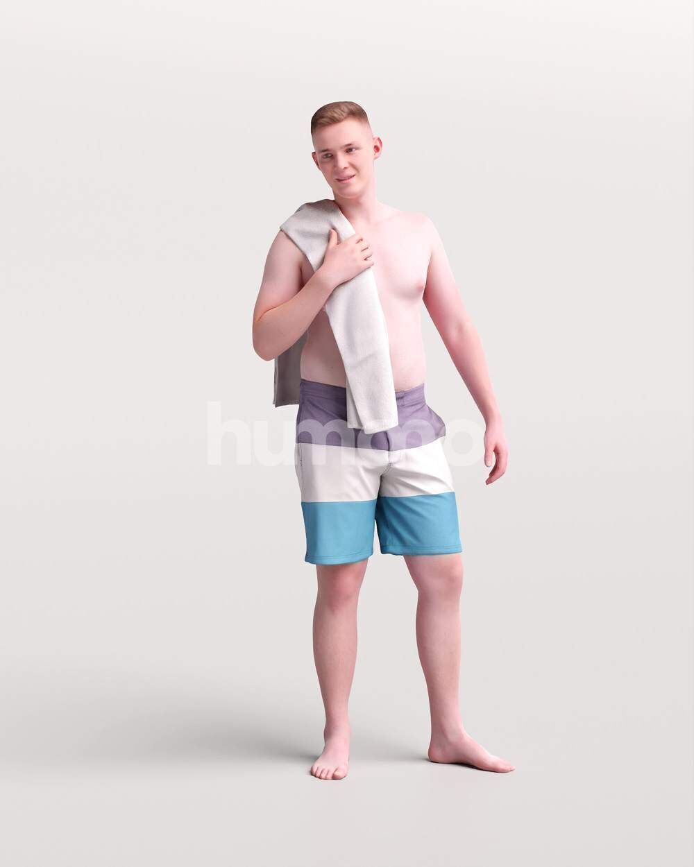 Humano Man swimming walking around the pool -2510-035-1726 3D model_4