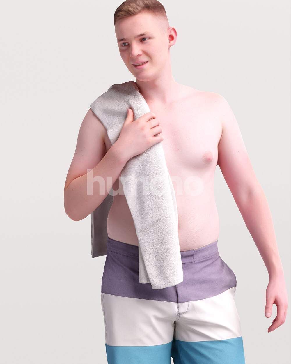 Humano Man swimming walking around the pool -2510-035-1726 3D model_9