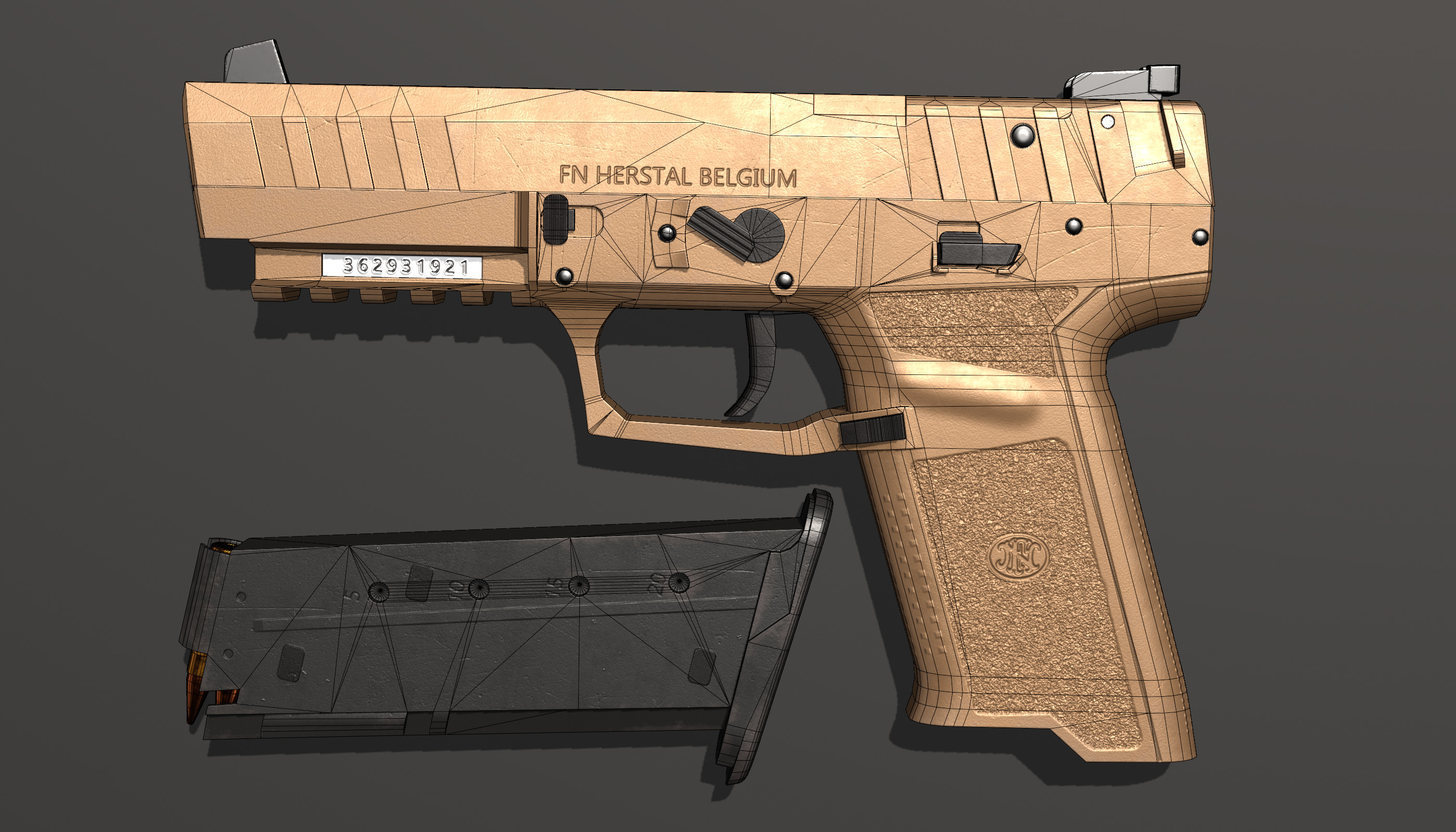 FN Five Seven MK3 - Game Ready Low-poly 3D model_7