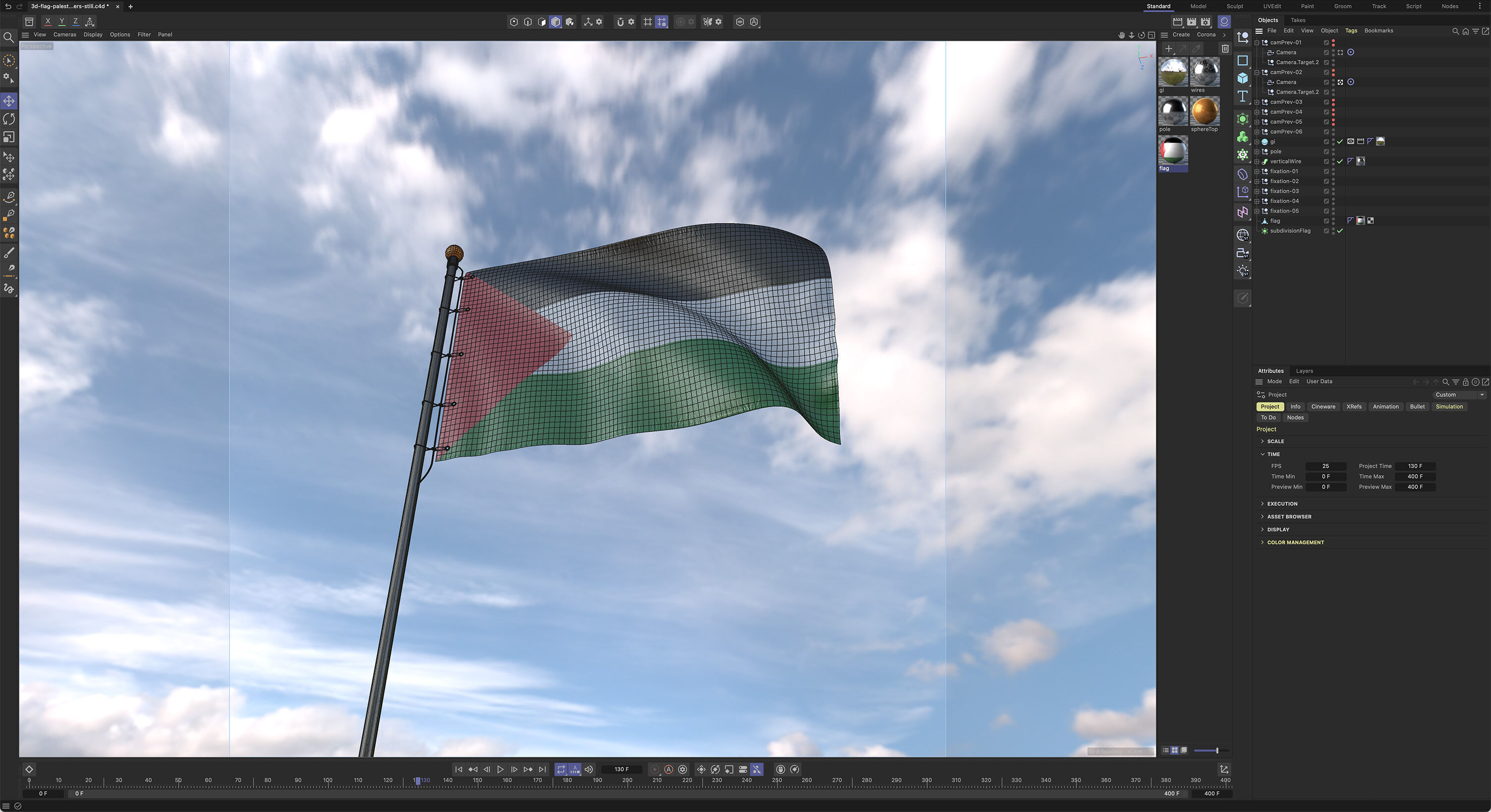 Flag Palestine animated loop 3D model_7