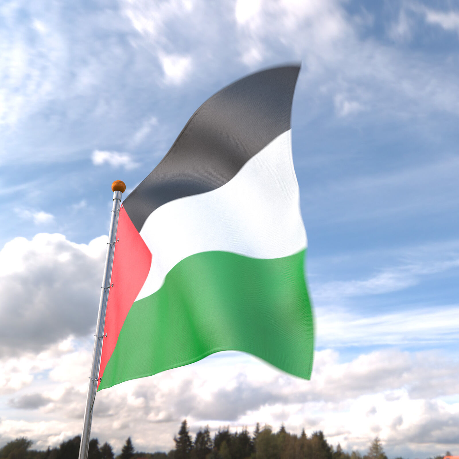 Flag Palestine animated loop 3D model_5
