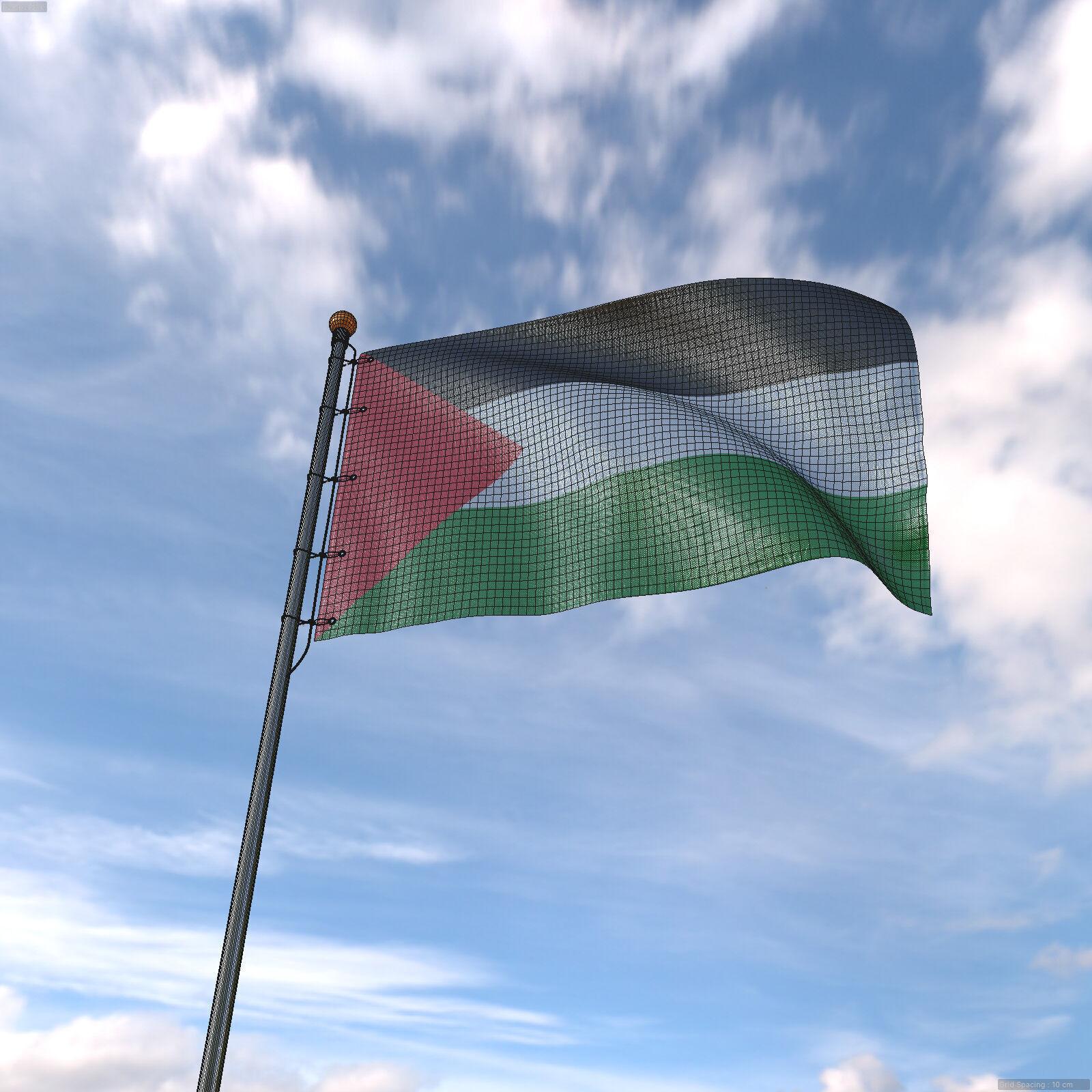 Flag Palestine animated loop 3D model_6
