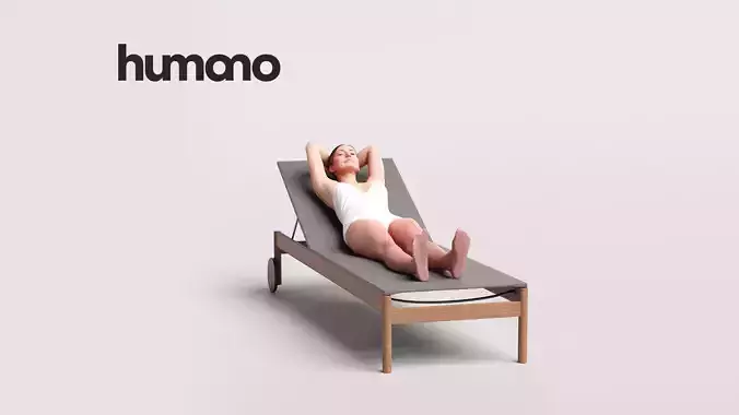 Humano Woman lying on sunbed in suimsuit-2510-032-7280 3D model