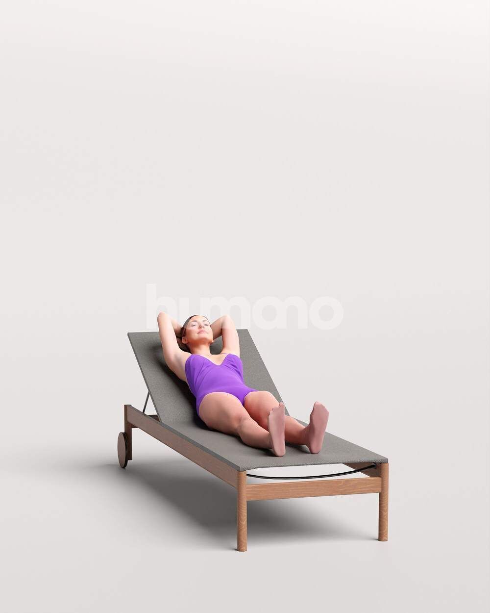 Humano Woman lying on sunbed in suimsuit-2510-032-7280 3D model_9