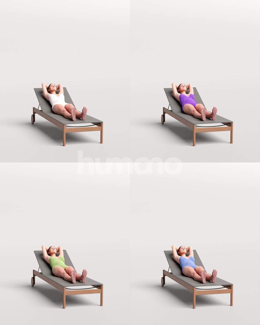 Humano Woman lying on sunbed in suimsuit-2510-032-7280 3D model_2