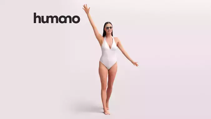 Humano Beautiful Woman standing in swimsuit pool-2511-050-7610