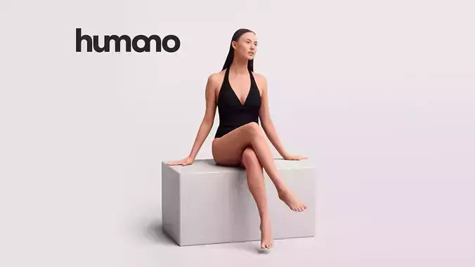  Humano Beautiful Woman in swimsuit sitting pool-2511-050-7602