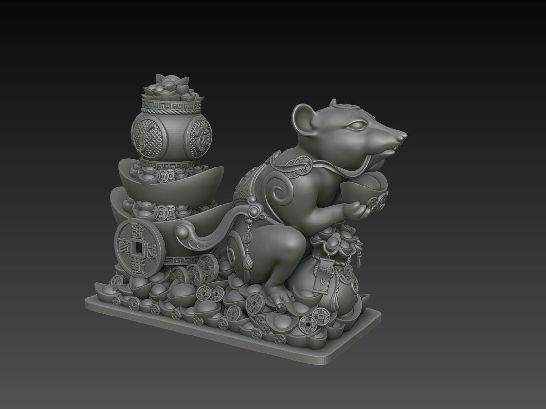 Zodiac Rat 3D Model 3D print model_3