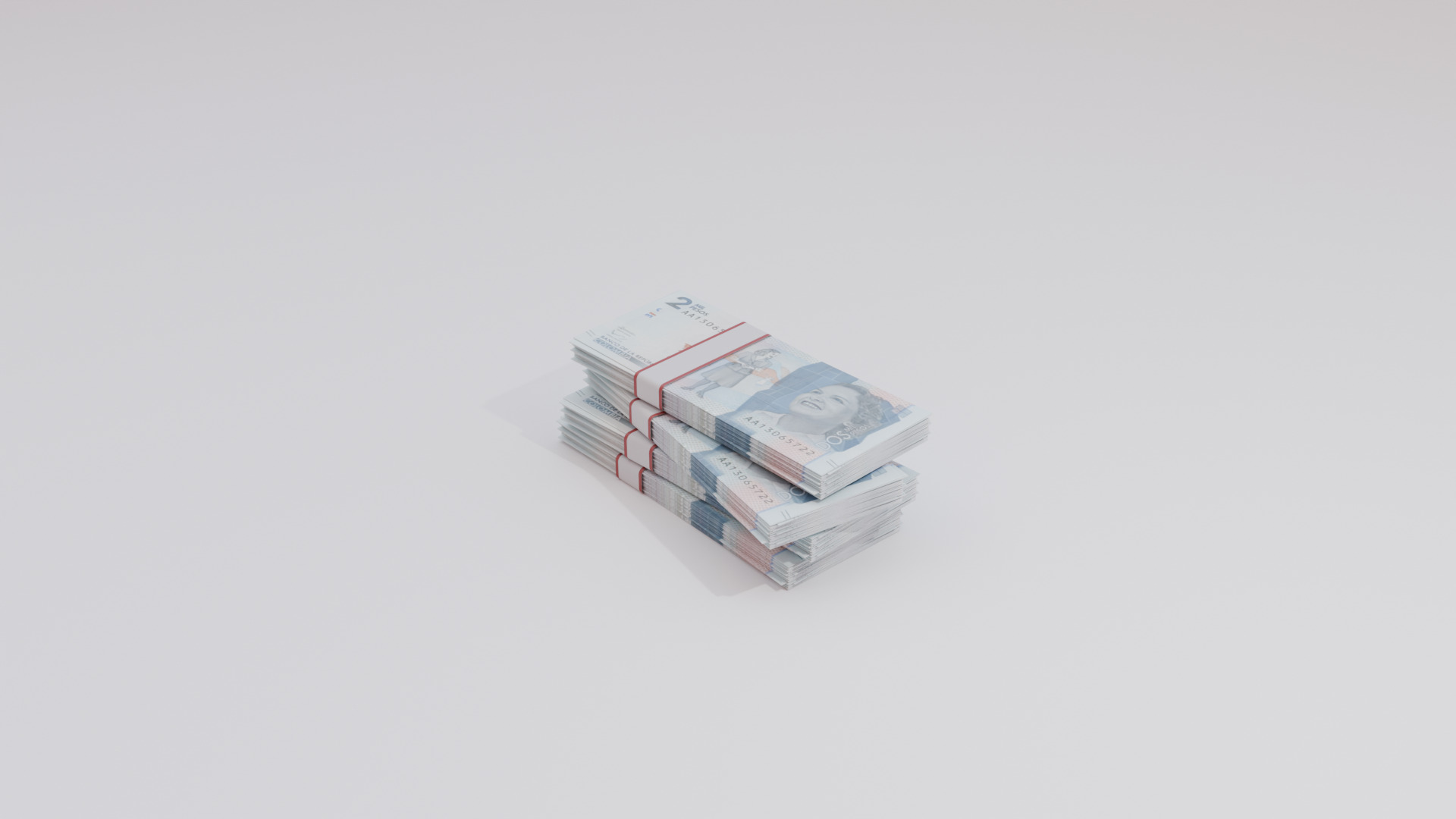 2 Mil Pesos Colombian Currency Low-poly 3D model_4