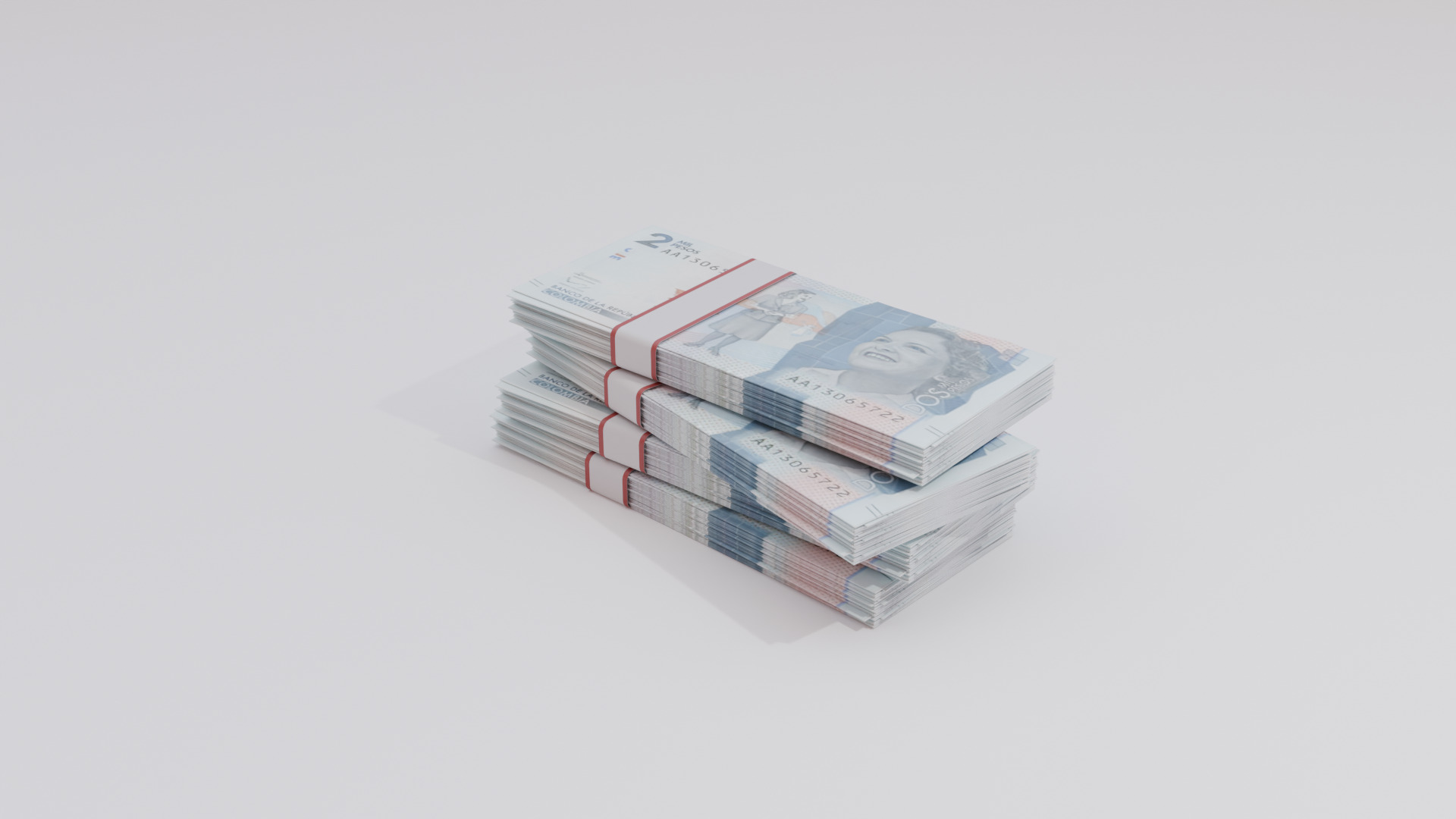 2 Mil Pesos Colombian Currency Low-poly 3D model_3