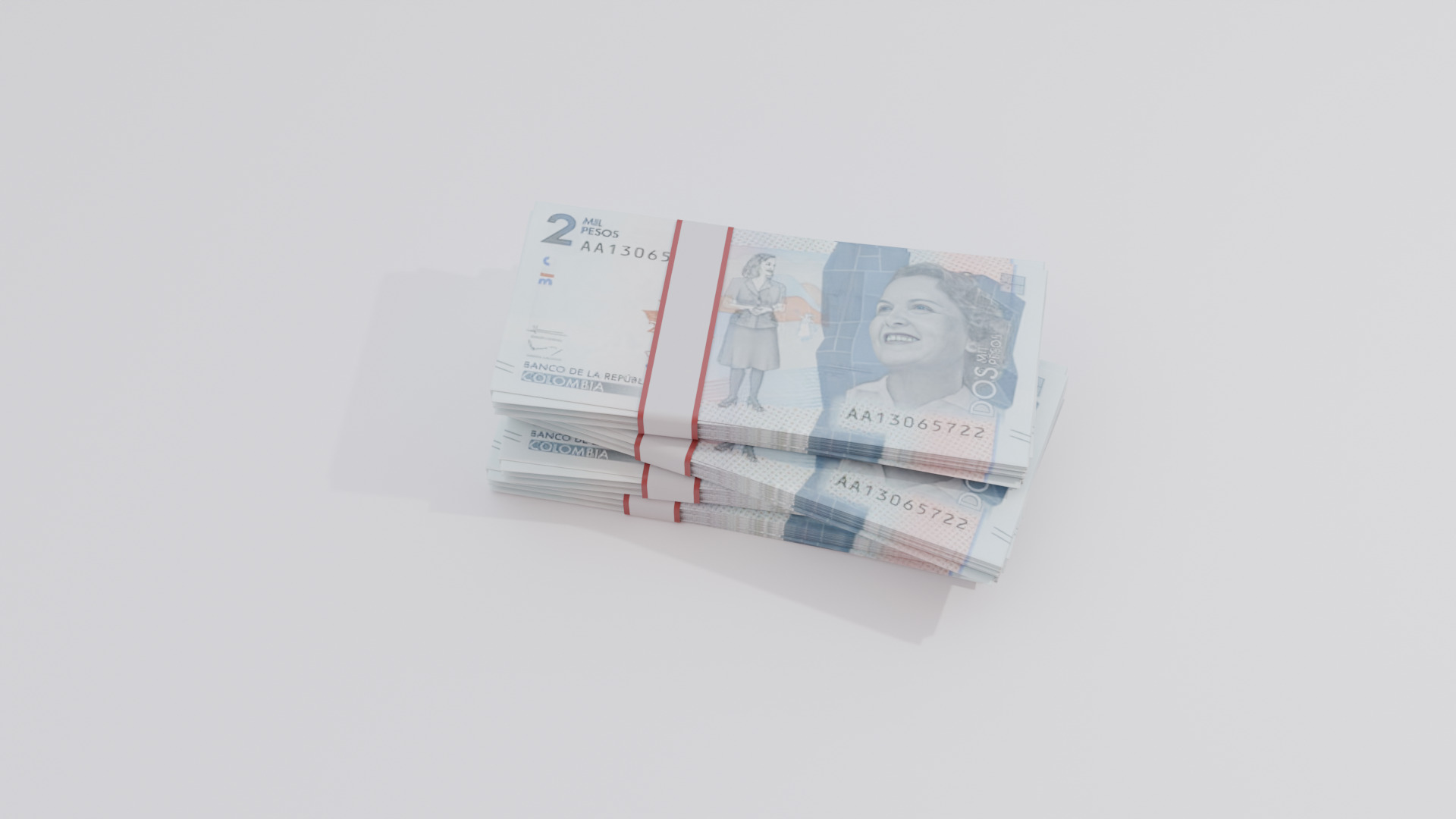 2 Mil Pesos Colombian Currency Low-poly 3D model_2