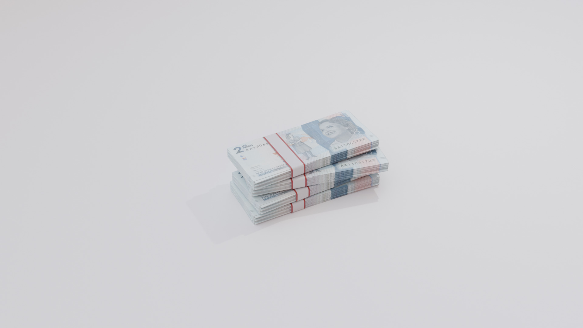 2 Mil Pesos Colombian Currency Low-poly 3D model_5