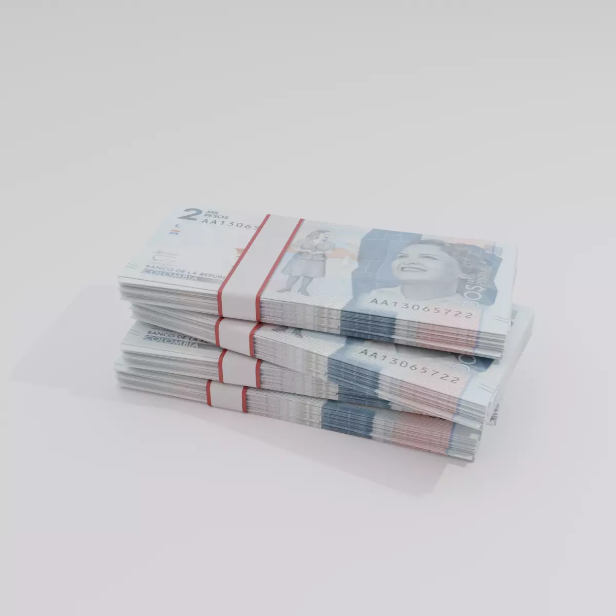 2 Mil Pesos Colombian Currency Low-poly 3D model_0
