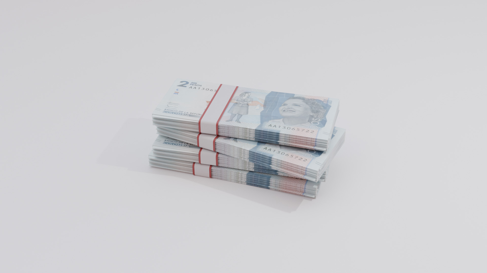 2 Mil Pesos Colombian Currency Low-poly 3D model_1