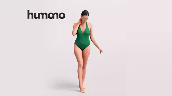 Humano Beautiful Woman in swimsuit standing pool-2511-050-7572 3D model