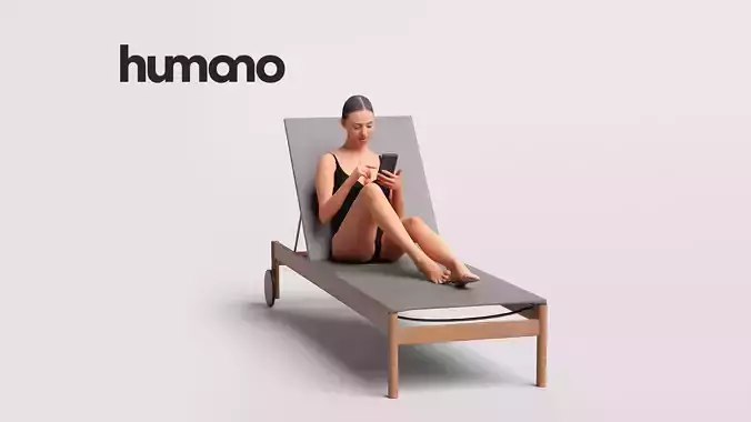 Humano Woman in swimsuit sitting on a sunbed pool-2511-050-7493