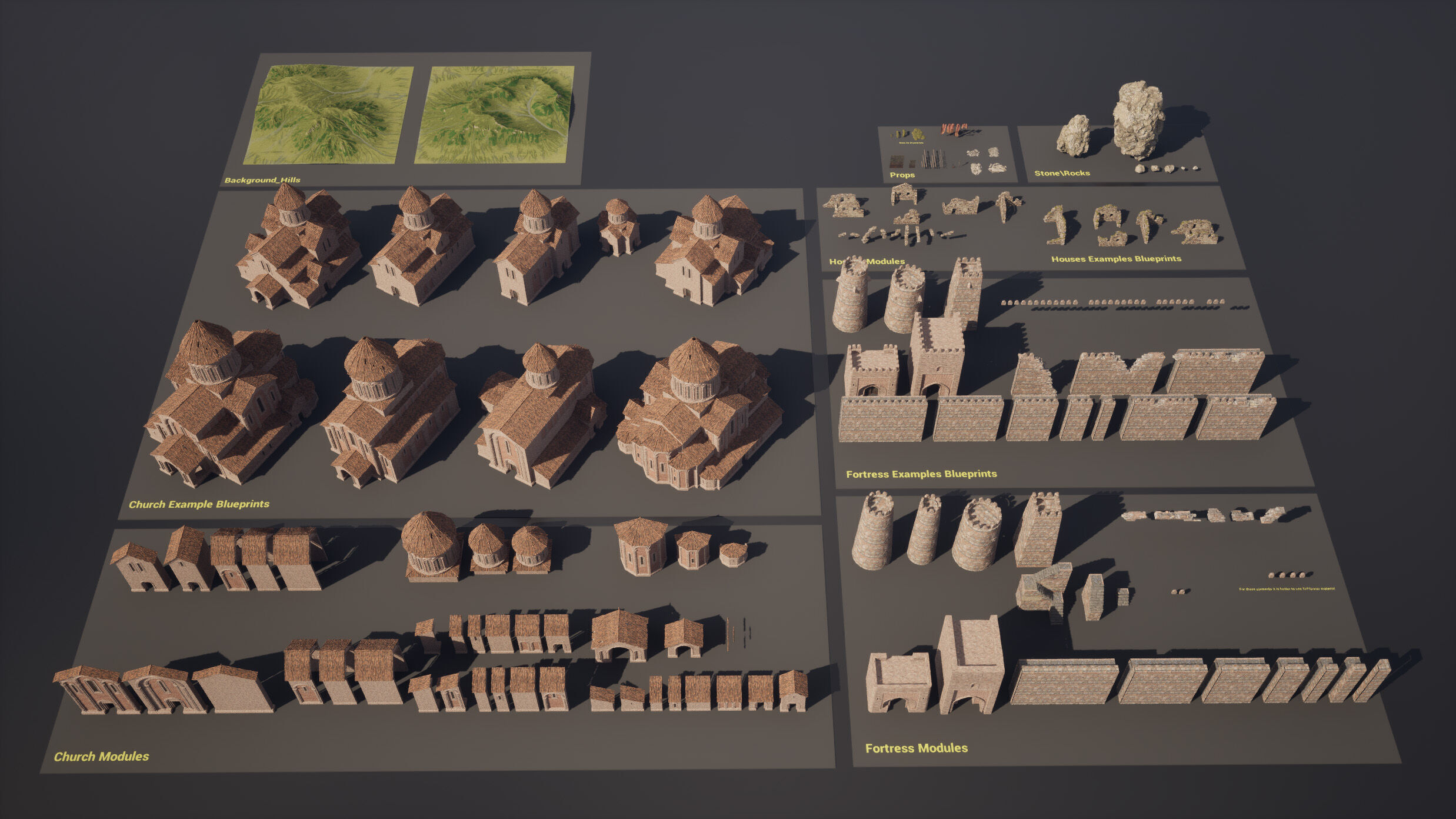 Modular Fortress and Church Kit - Unreal Engine Low-poly 3D model_7