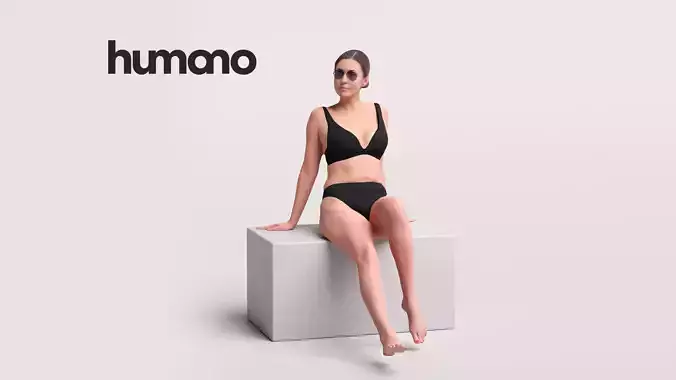  Humano Beautiful Woman in swimsuit sitting pool-2511-032-7351