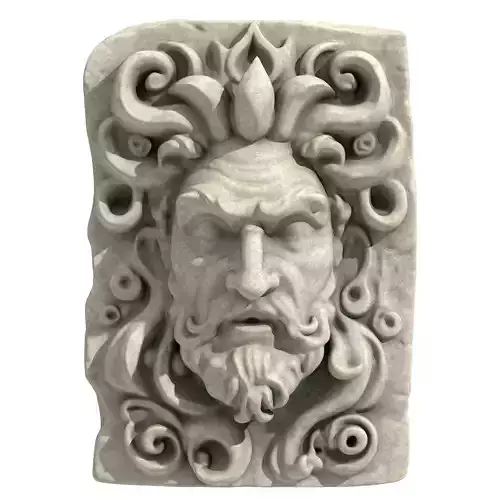 Greek God Face Bas Relief Sculpture 2 3D model