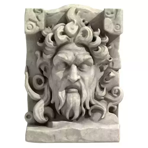 Greek God Face Bas Relief Sculpture 3D model