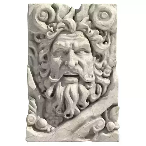 Greek God Face Bas Relief Sculpture 1 3D model