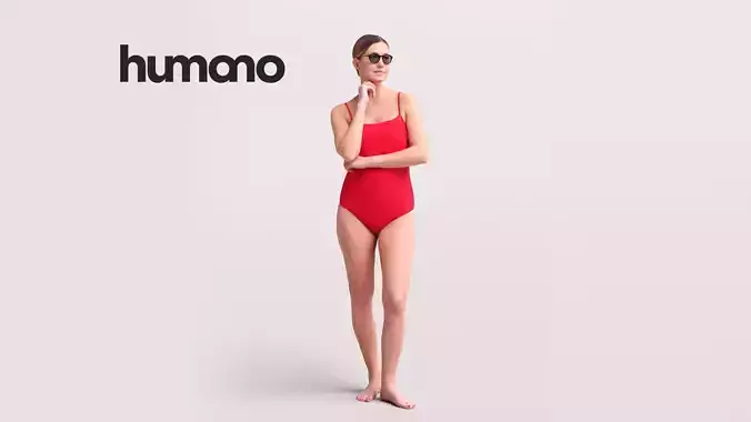  Humano Beautiful Woman in swimsuit sitting pool-2511-032-7312