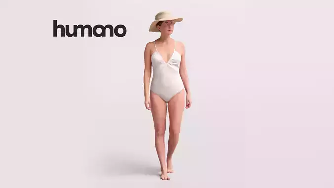  Humano Beautiful Woman in swimsuit sitting pool-2511-032-7274