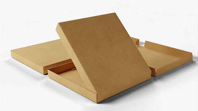 4-inch Pizza Boxes Kraft Paper Mockup 3D Model Pack 4
