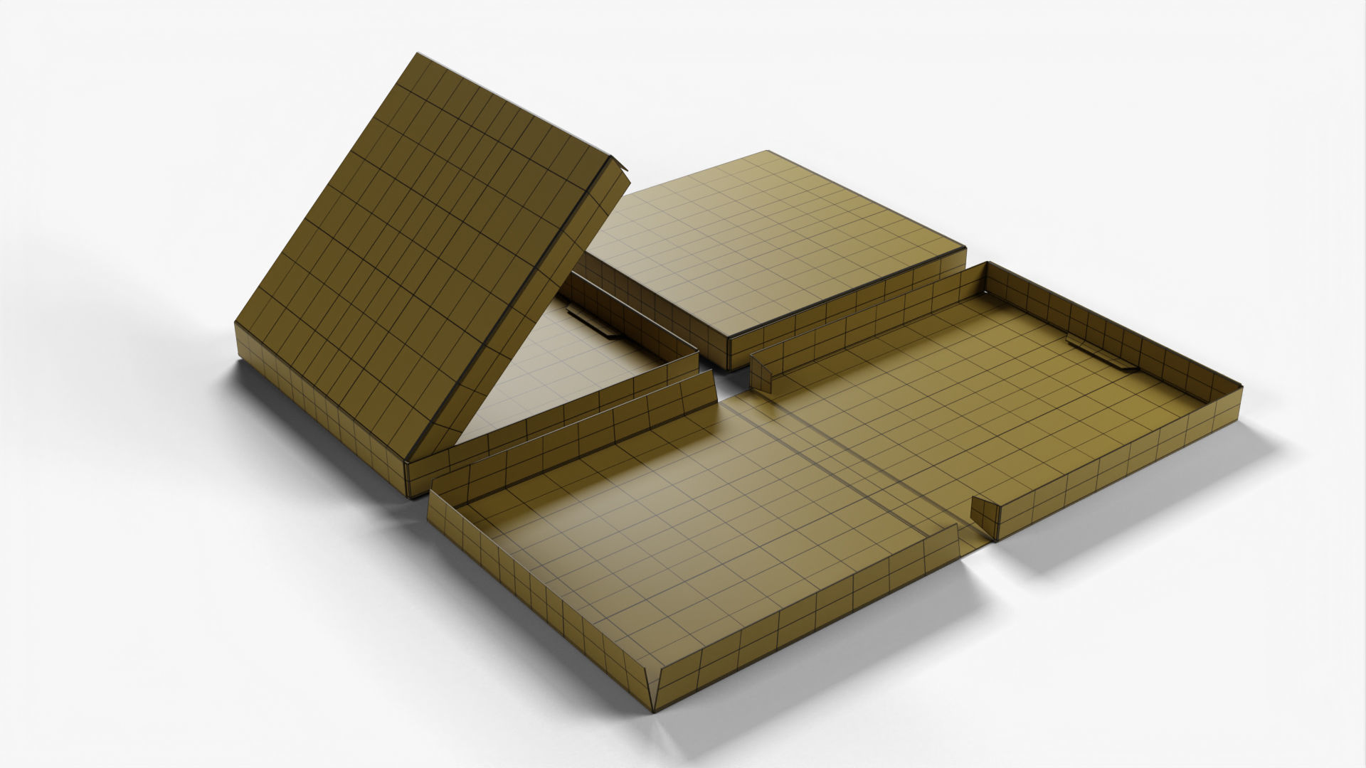 4-inch Pizza Boxes Kraft Paper Mockup 3D Model Collection_21