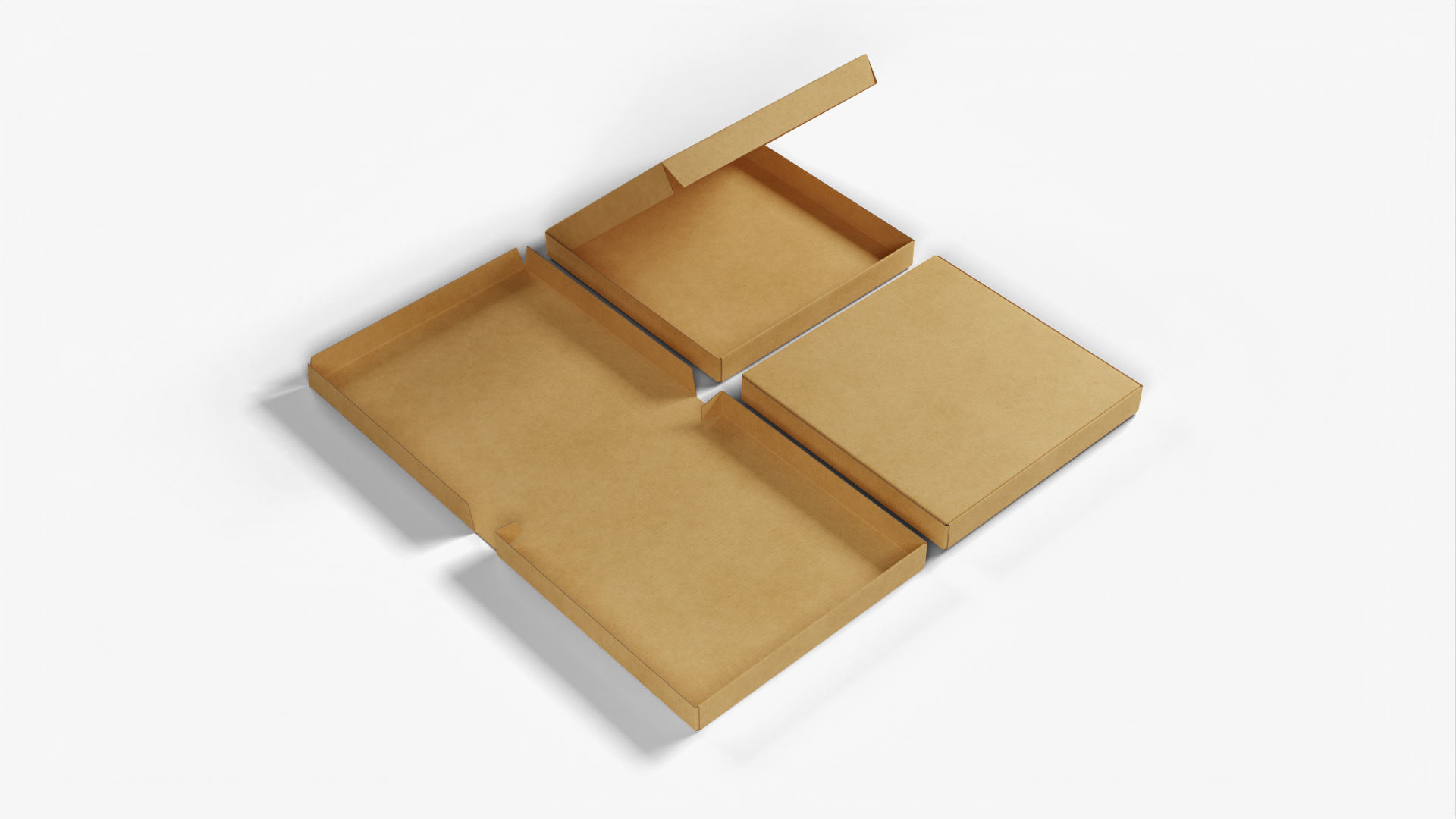 4-inch Pizza Boxes Kraft Paper Mockup 3D Model Collection_10