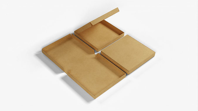 4-inch Pizza Boxes Kraft Paper Mockup 3D Model Pack 5