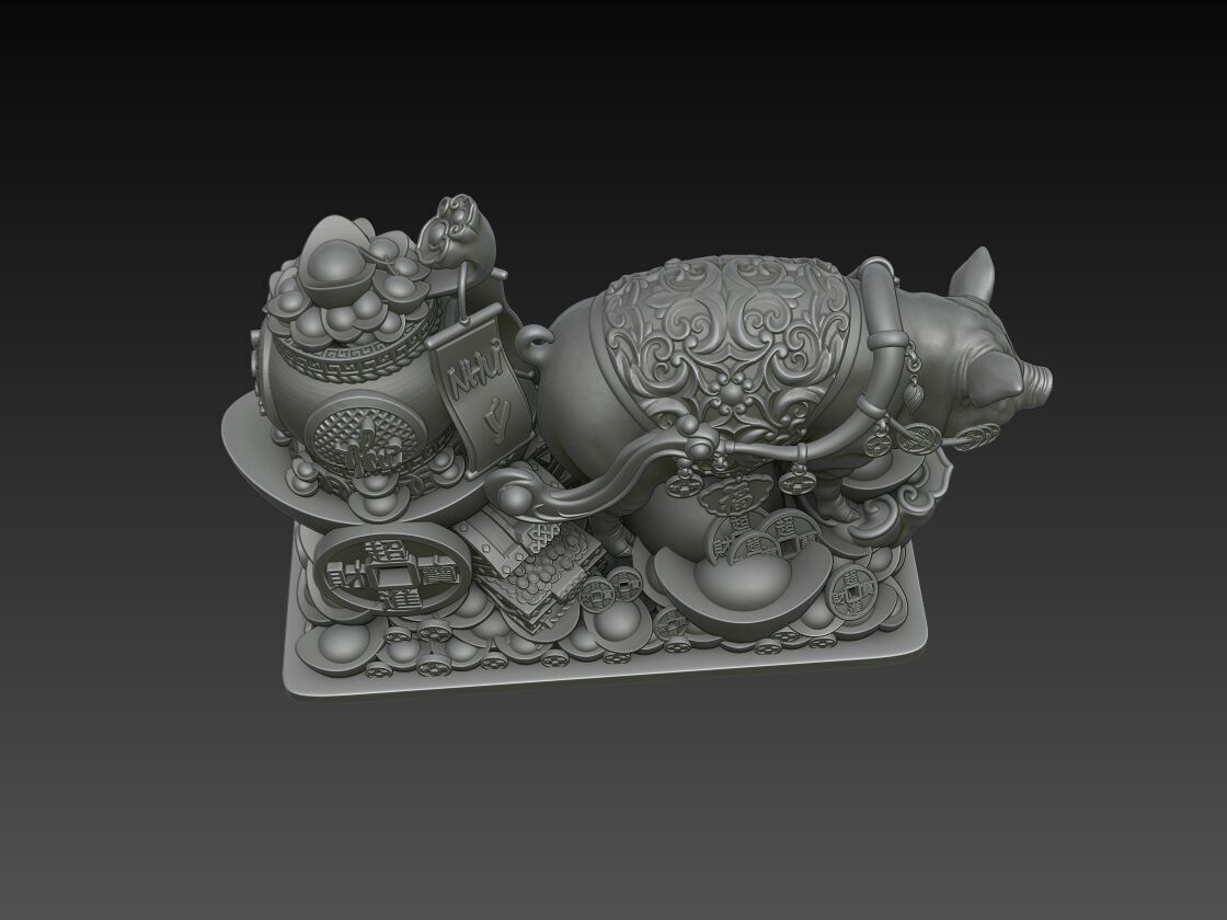 Zodiac Pig 3D Model 3D print model_3