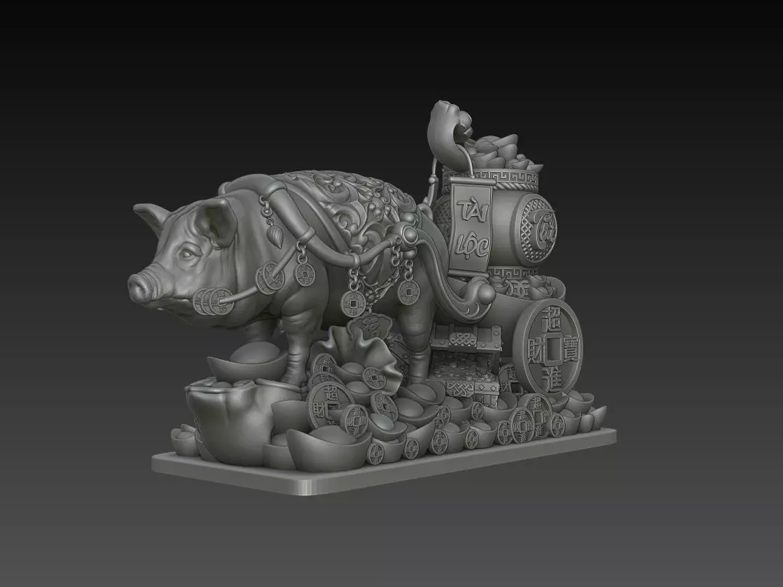 Zodiac Pig 3D Model 3D print model_0