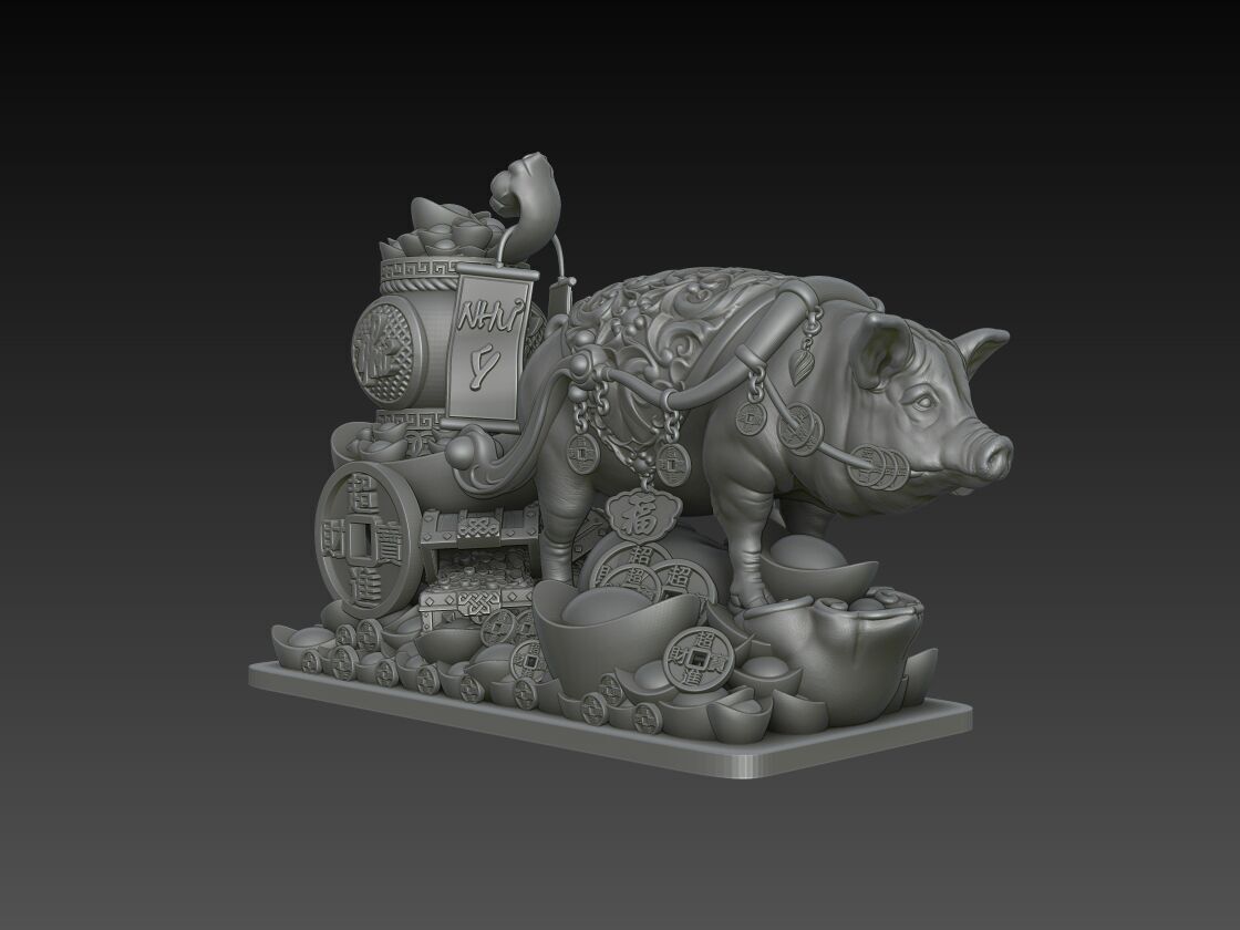 Zodiac Pig 3D Model 3D print model_2