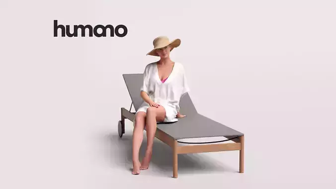 Humano Woman in tunic sitting on the sunbed -2512-050-7542 3D model