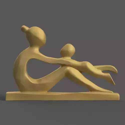 3D Mother and Child STL Abstract Family Art Decor 3D print model