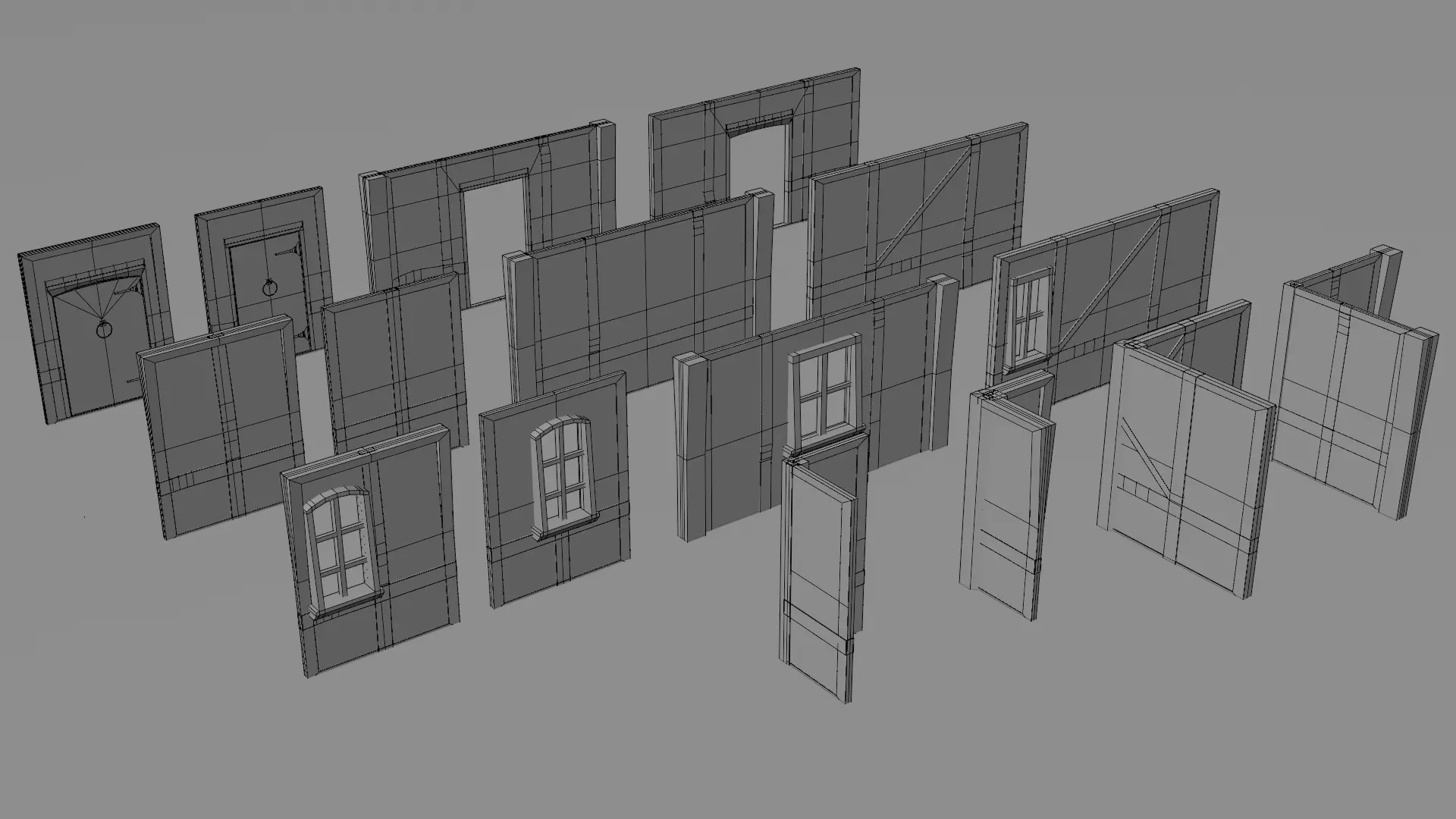 Medieval Wall Pack Modular Low Poly Architecture Low-poly 3D model_5