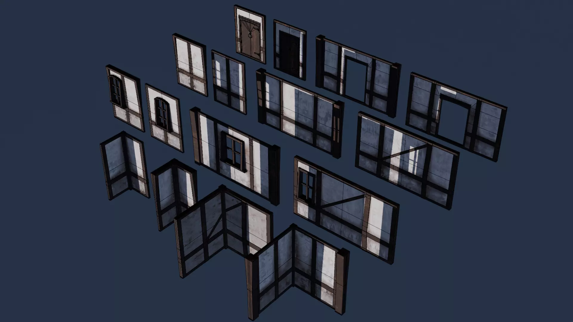 Medieval Wall Pack Modular Low Poly Architecture Low-poly 3D model_3