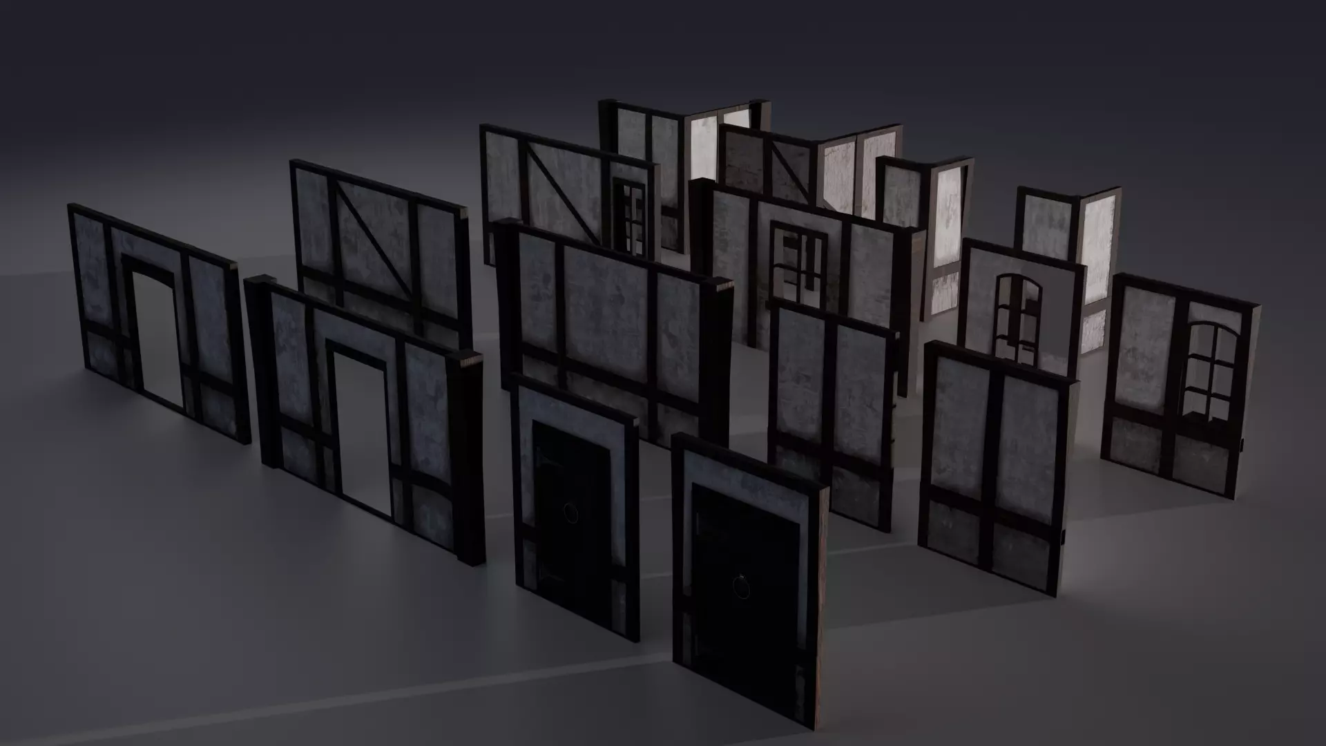 Medieval Wall Pack Modular Low Poly Architecture Low-poly 3D model_1