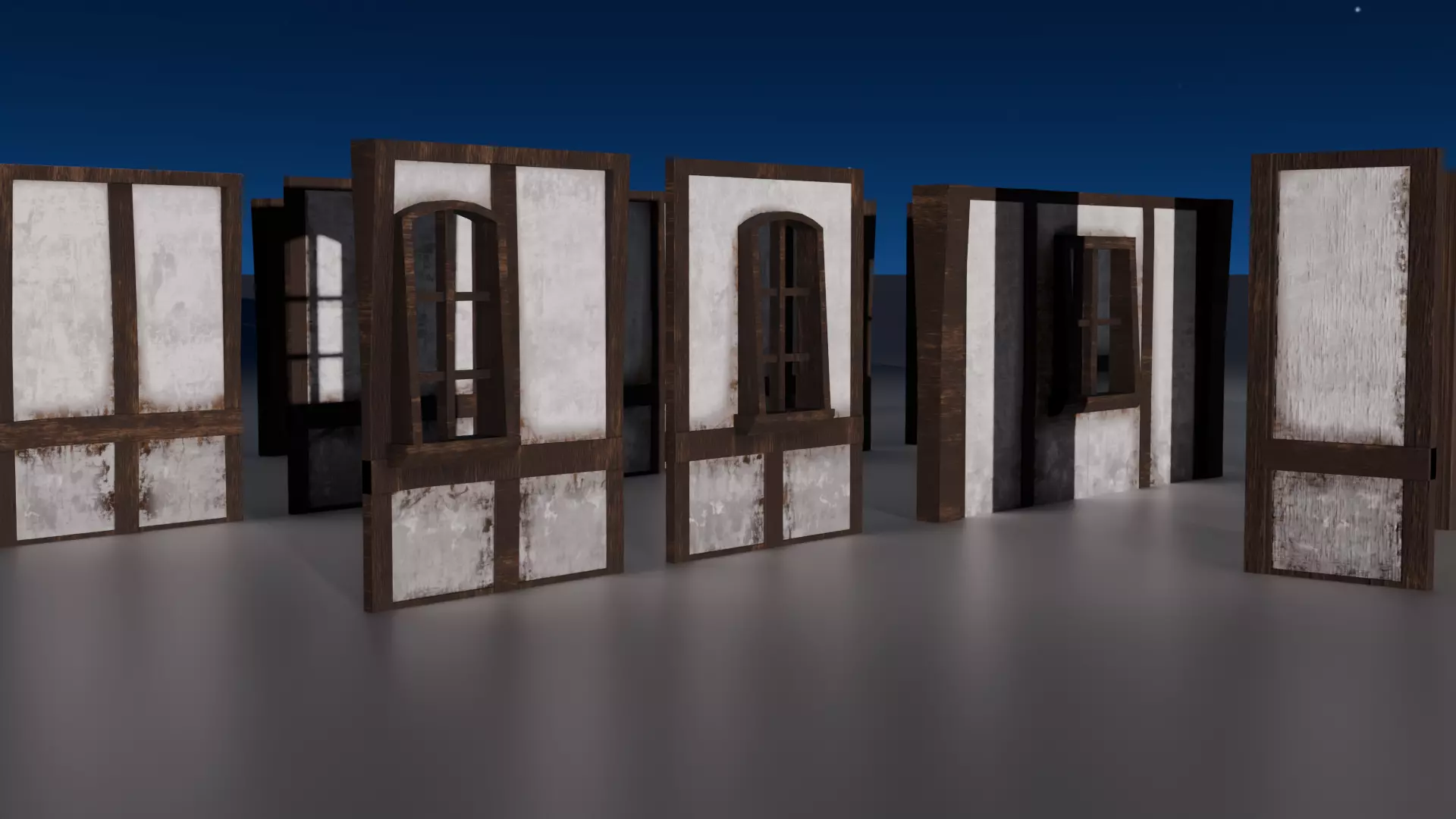 Medieval Wall Pack Modular Low Poly Architecture Low-poly 3D model_2