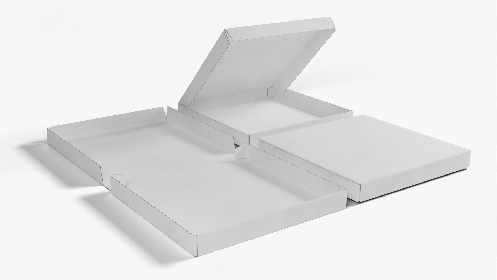 4-inch Pizza Boxes White Paper Mockup 3D Model Collection_8