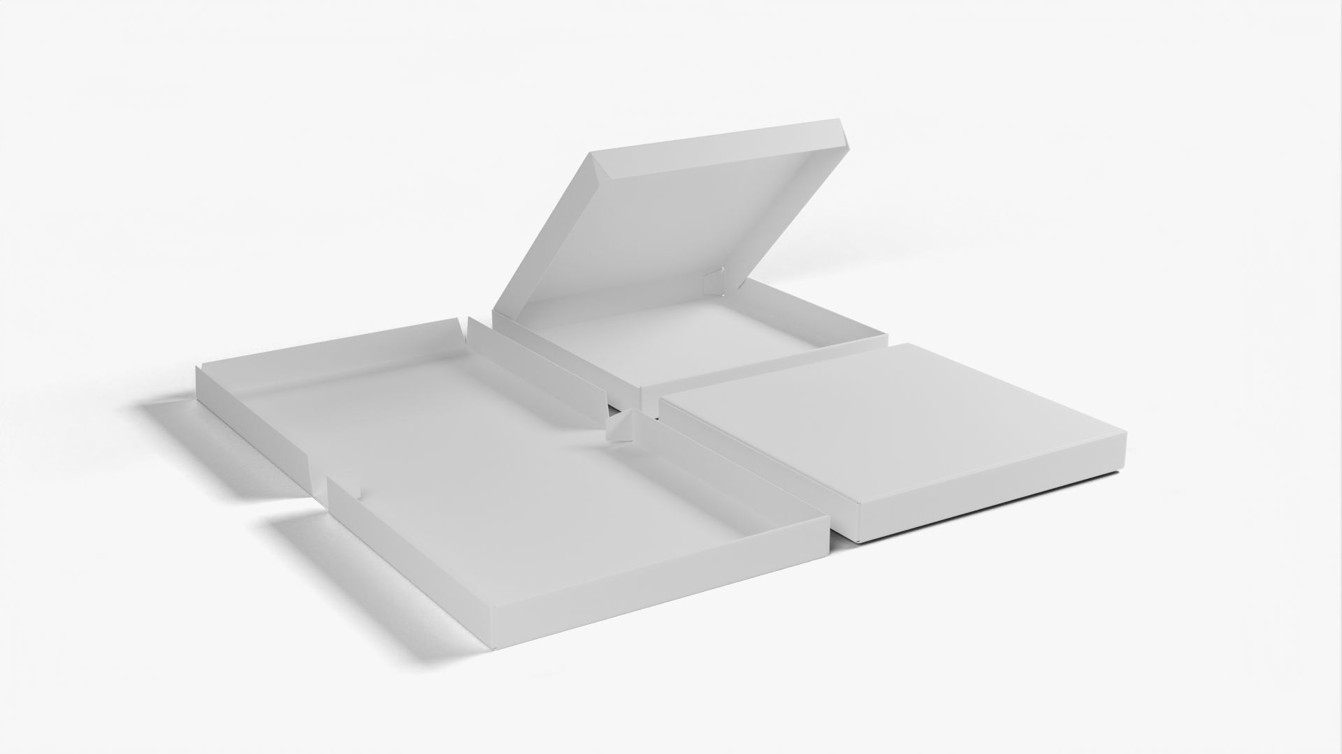 4-inch Pizza Boxes White Paper Mockup 3D Model Collection_13
