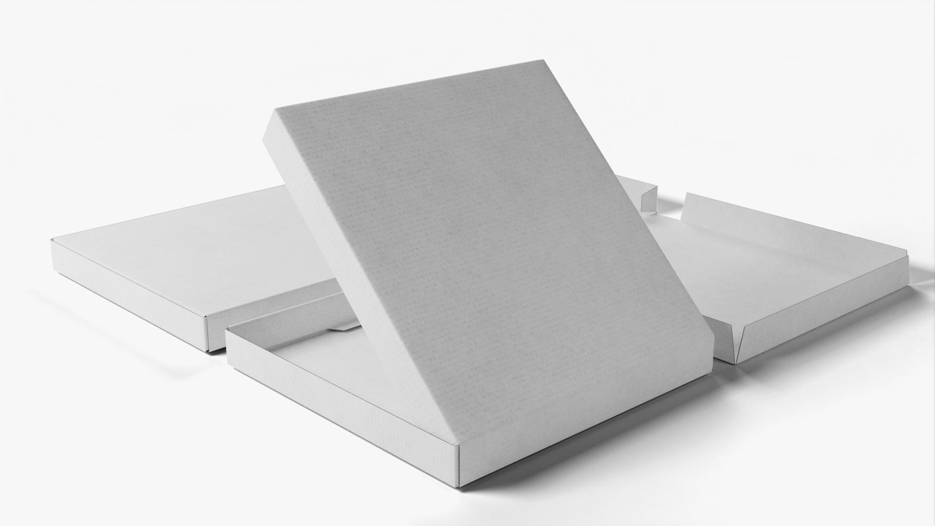 4-inch Pizza Boxes White Paper Mockup 3D Model Collection_9