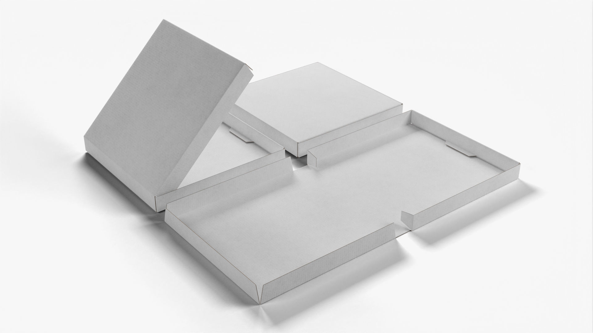4-inch Pizza Boxes White Paper Mockup 3D Model Collection_11