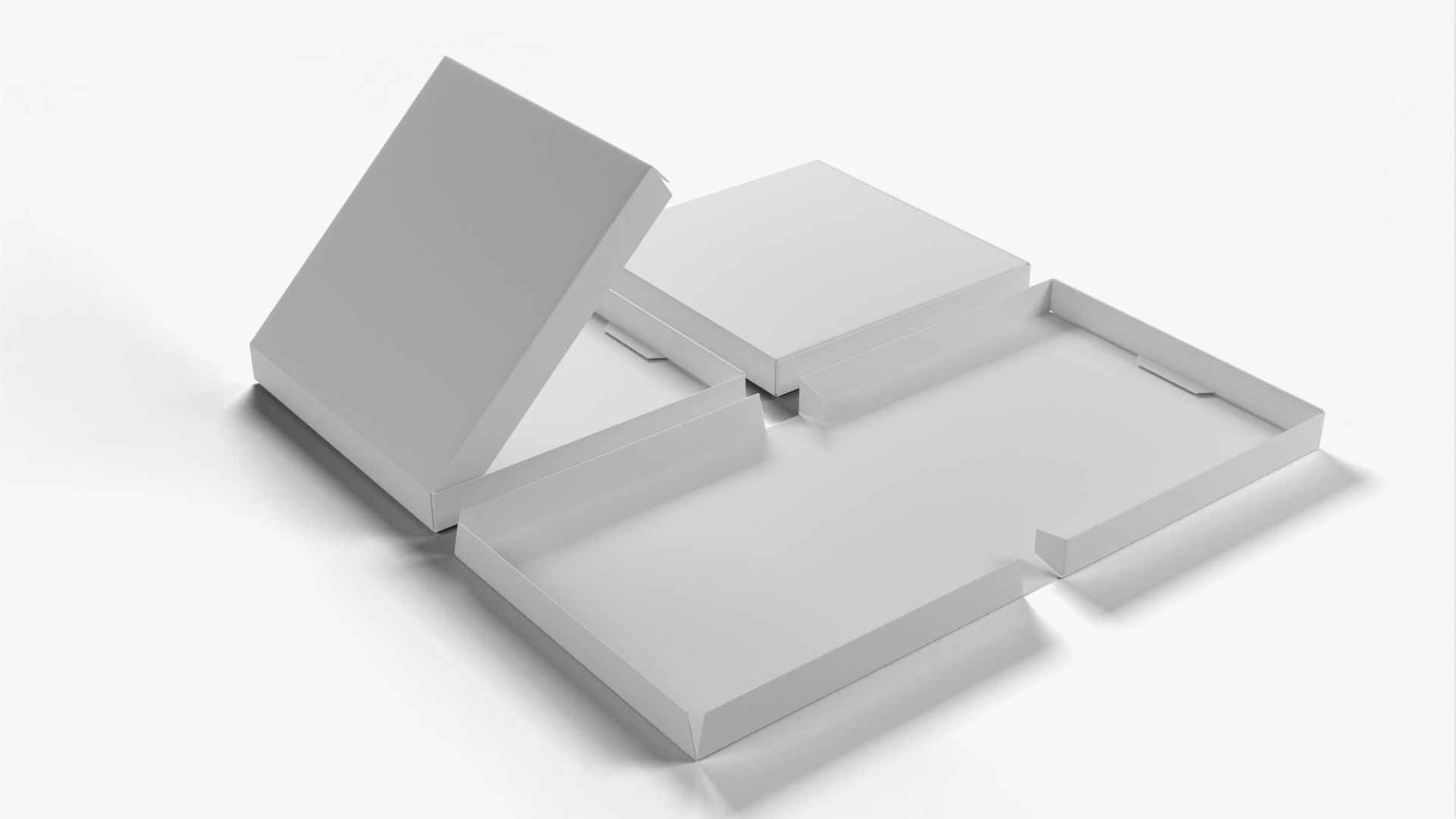 4-inch Pizza Boxes White Paper Mockup 3D Model Collection_16