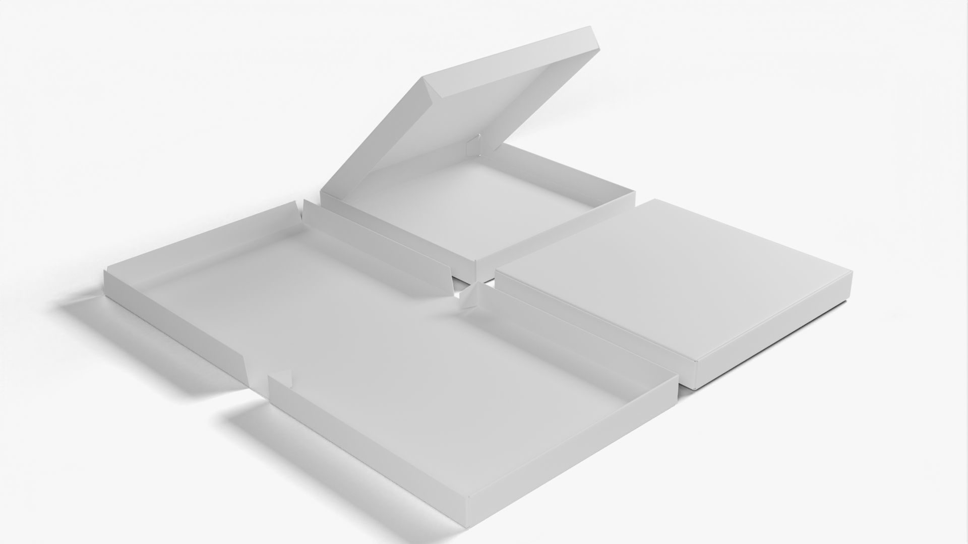 4-inch Pizza Boxes White Paper Mockup 3D Model Collection_12